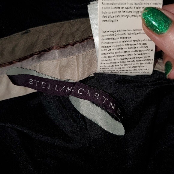 Stella McCartney Black Denim trimmed  Blue Velvet Slim Ankle Zip Jeans 27 - Picture 11 of 15